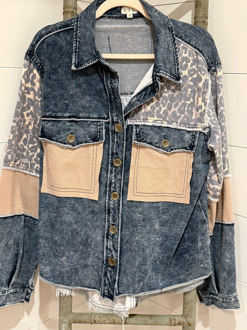 NEW POL SET : “The Demmie”Leopard & Washed Denim Jacket &Pant Set - Picture 5 of 6